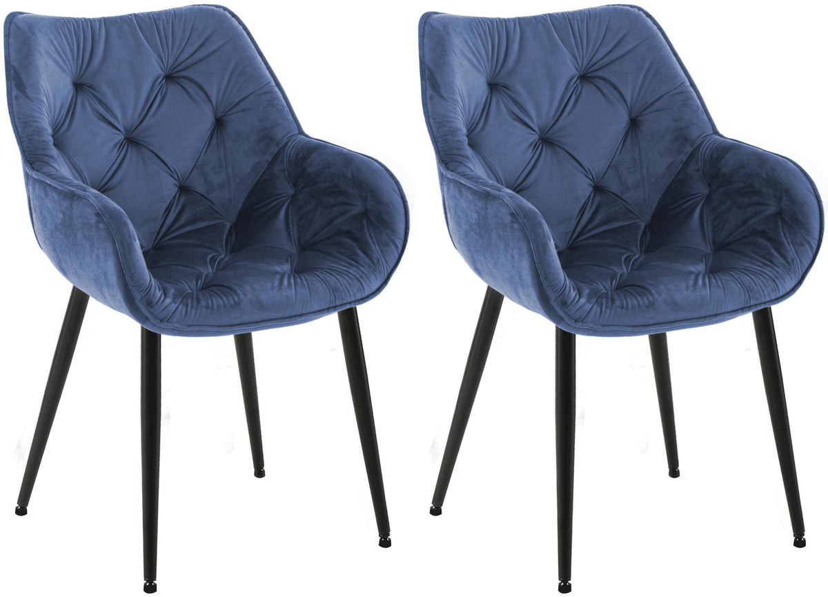 2er Set Stuhl Tanna Samt - blau