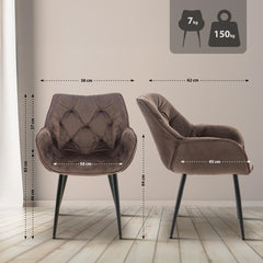 2er Set Stuhl Tanna Samt - braun