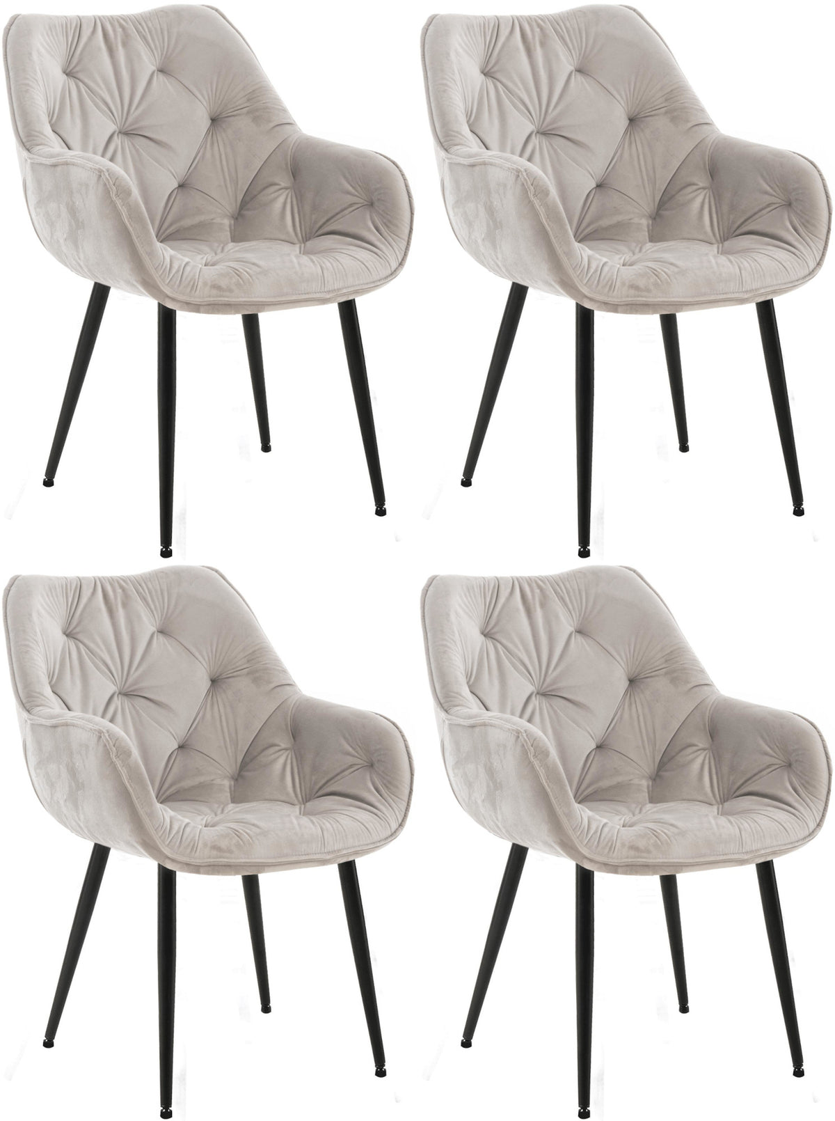 4er Set Stuhl Tanna Samt - grau