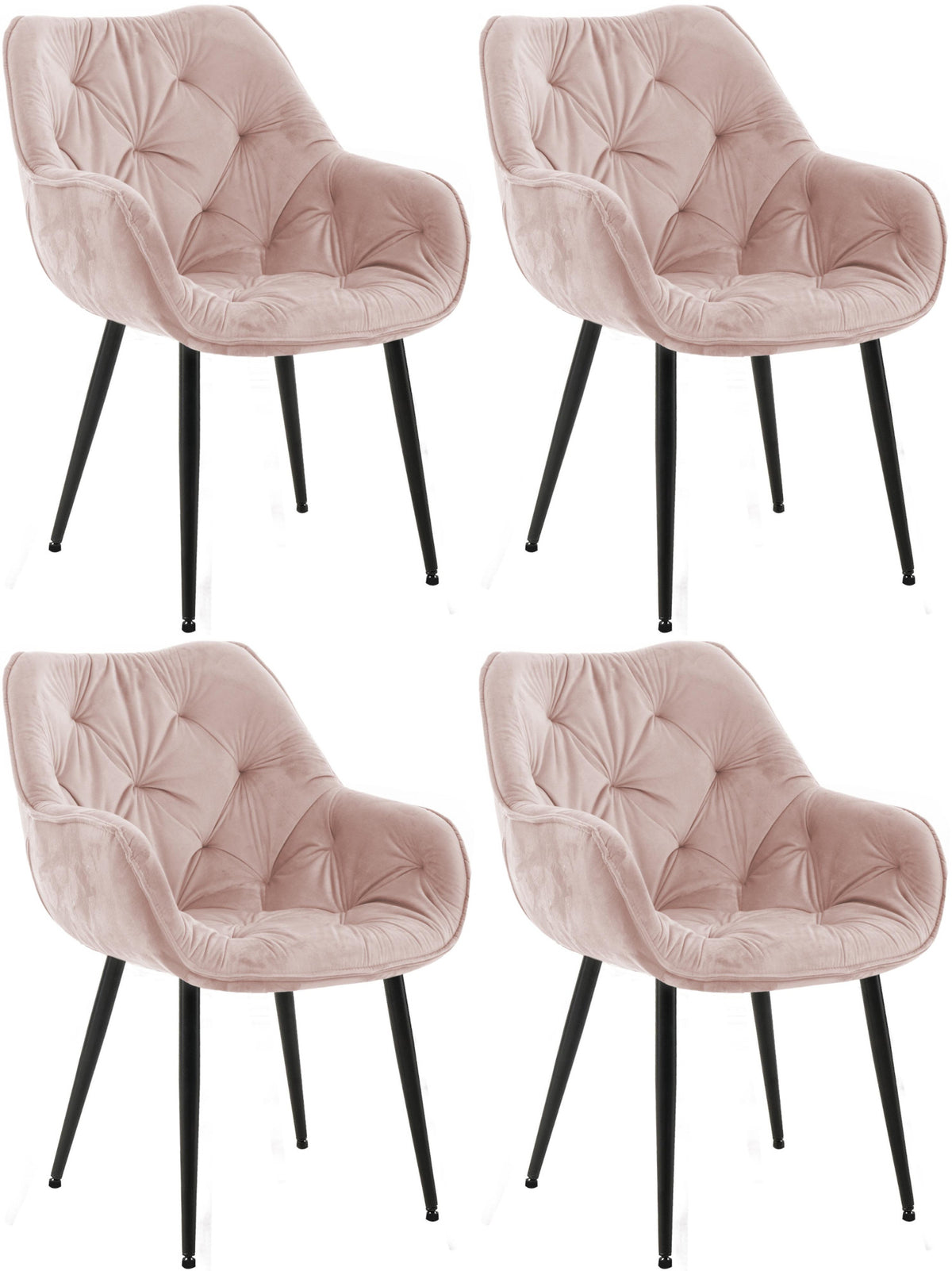 4er Set Stuhl Tanna Samt - pink