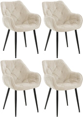 4er Set Stuhl Tanna Samt - creme