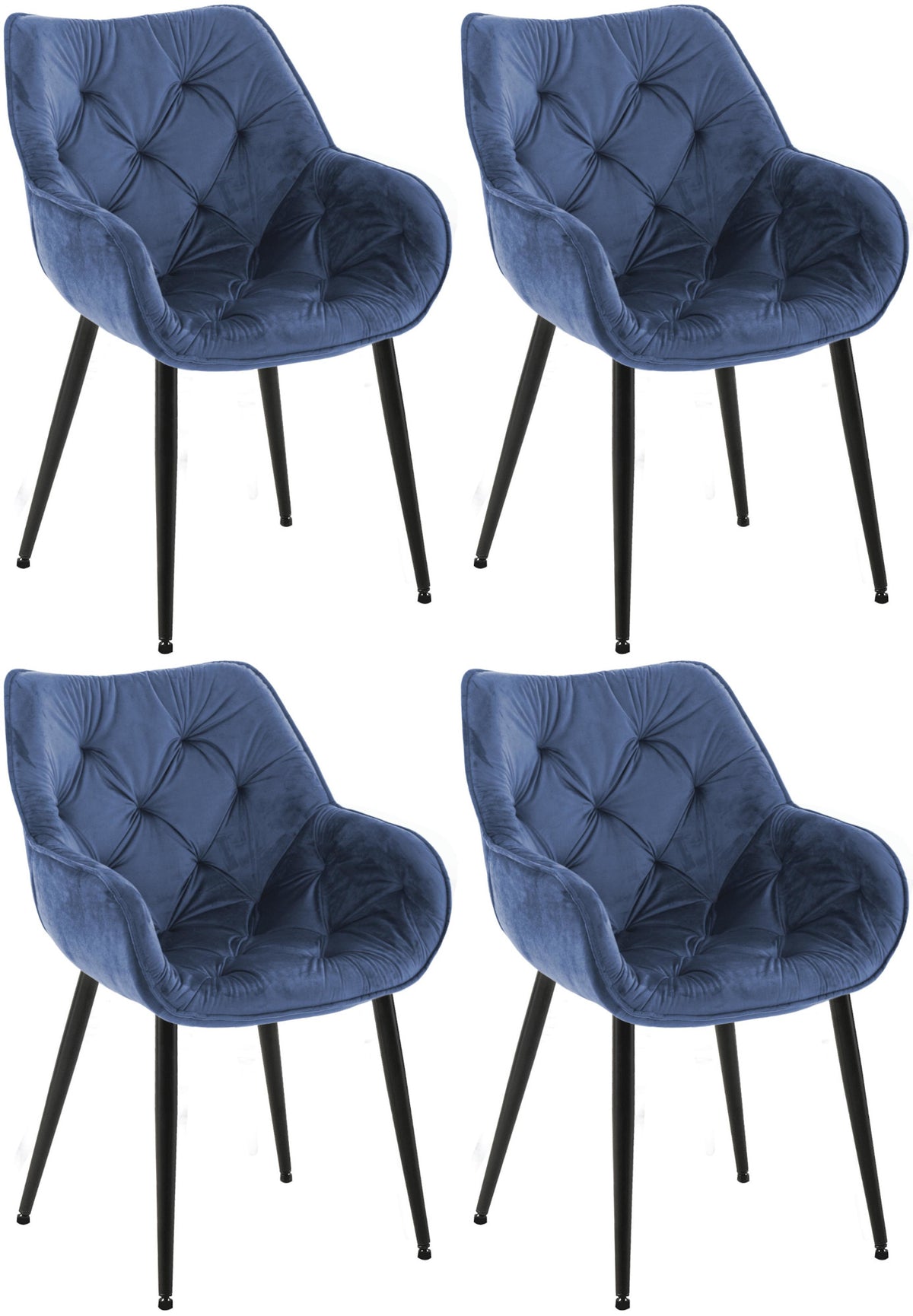 4er Set Stuhl Tanna Samt - blau