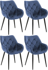 4er Set Stuhl Tanna Samt - blau