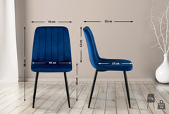 4er Set Stühle Dijon Samt - blau