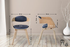 2er Set Stühle Kingston Stoff - natura/blau