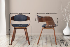 2er Set Stühle Kingston Stoff - walnuss/blau