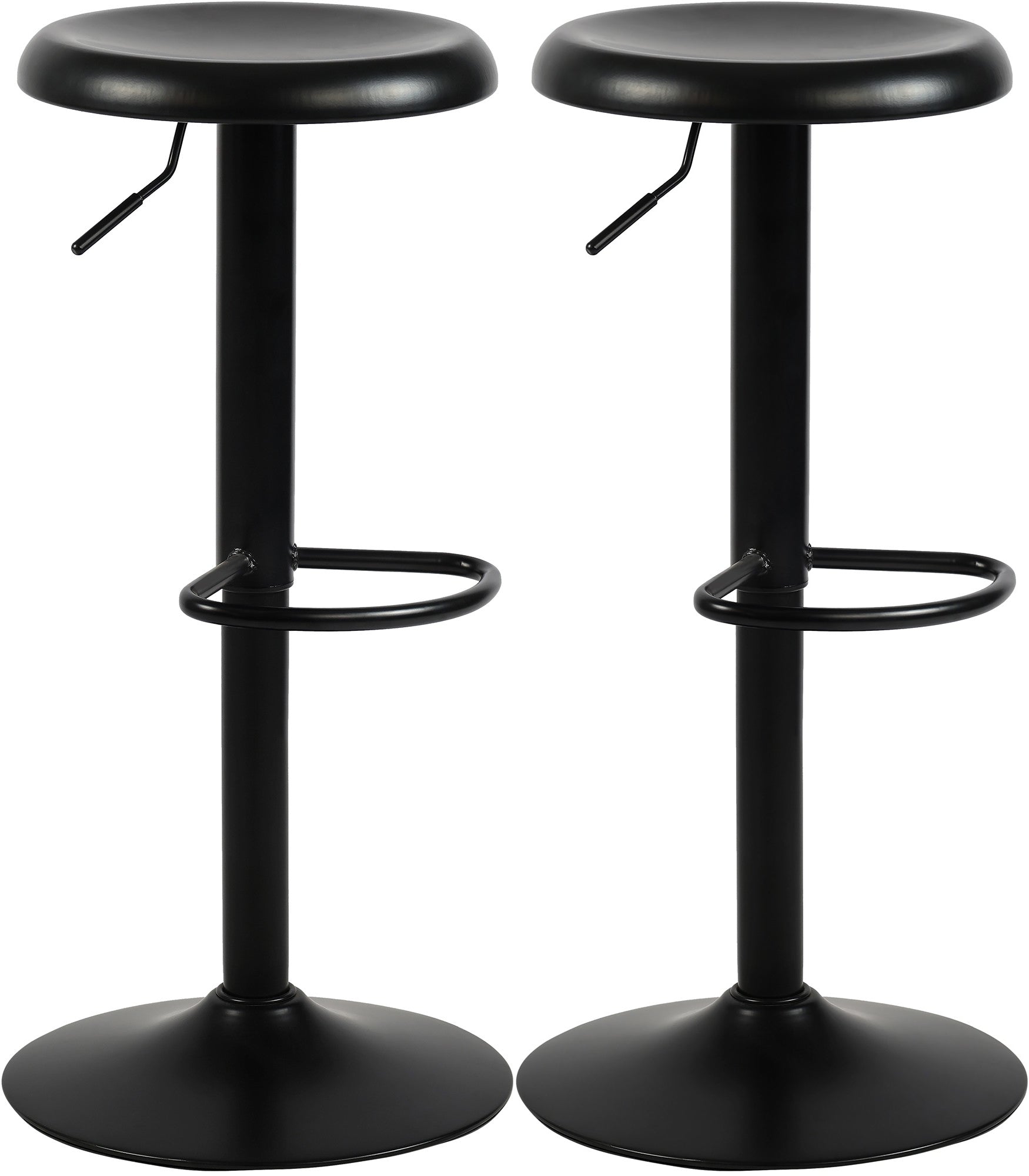 Set di 2 barhocker Williston neri, eleganti e regolabili, ideali per cucina e bar, comfort moderno e design raffinato.