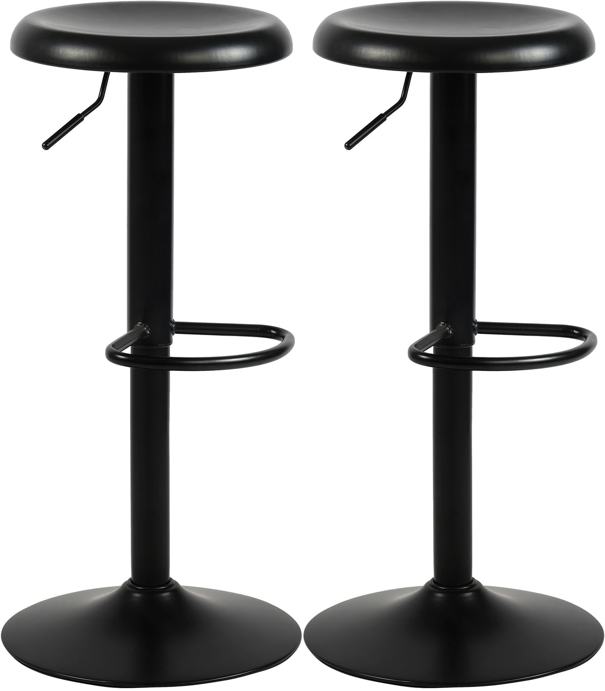 Set di 2 barhocker Williston neri, eleganti e regolabili, ideali per cucina e bar, comfort moderno e design raffinato.