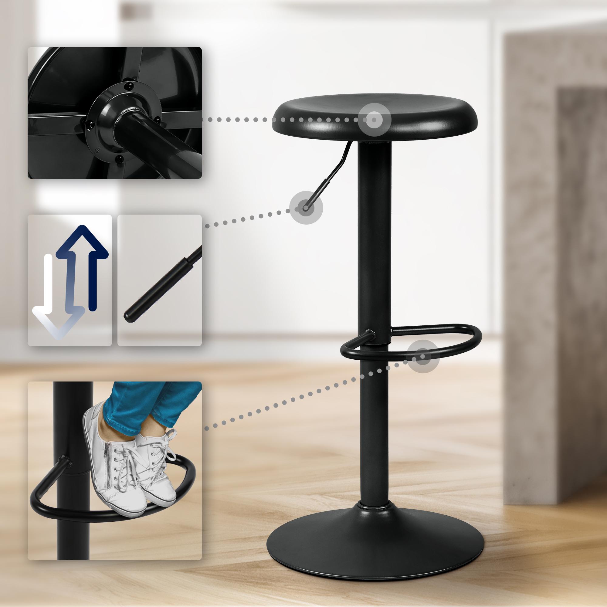 Set di 2 barhocker Williston neri, eleganti e regolabili, ideali per cucina e bar, comfort moderno e design raffinato.