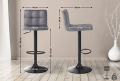 4er Set Barhocker Feni Samt - grau