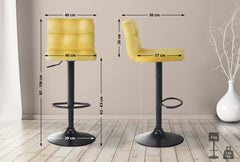 4er Set Barhocker Feni Samt - gelb