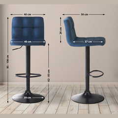 2er Set Barhocker Feni Samt - blau