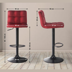 2er Set Barhocker Feni Samt - rot