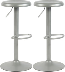 Set di 2 sgabelli bar Williston in metallo argentato, alti e regolabili, ideali per cucina e bar.