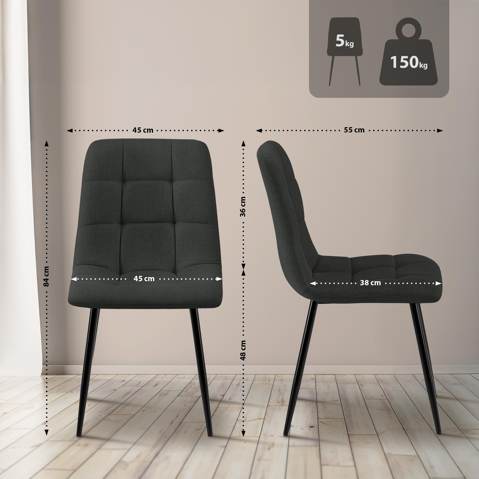 2er Set Esszimmerstuhl Tilde Stoff - dunkelgrau by Dropshipping-Europe – Esszimmerstühle