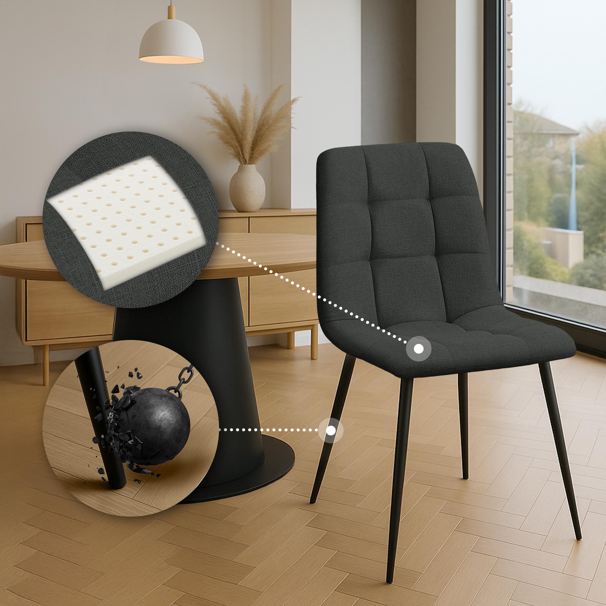 2er Set Esszimmerstuhl Tilde Stoff - dunkelgrau by Dropshipping-Europe – Esszimmerstühle