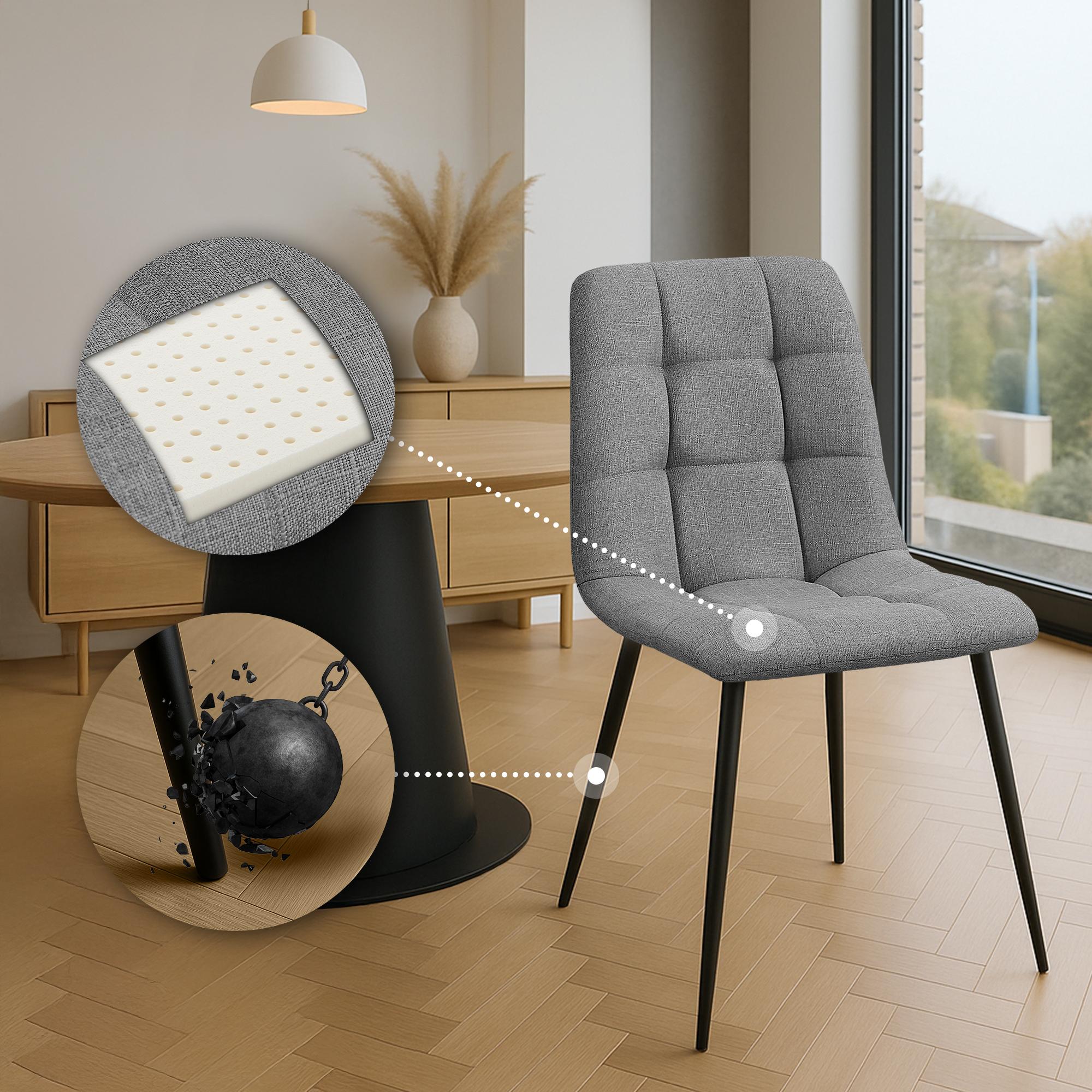 2er Set Esszimmerstuhl Tilde Stoff - grau by Dropshipping-Europe – Esszimmerstühle