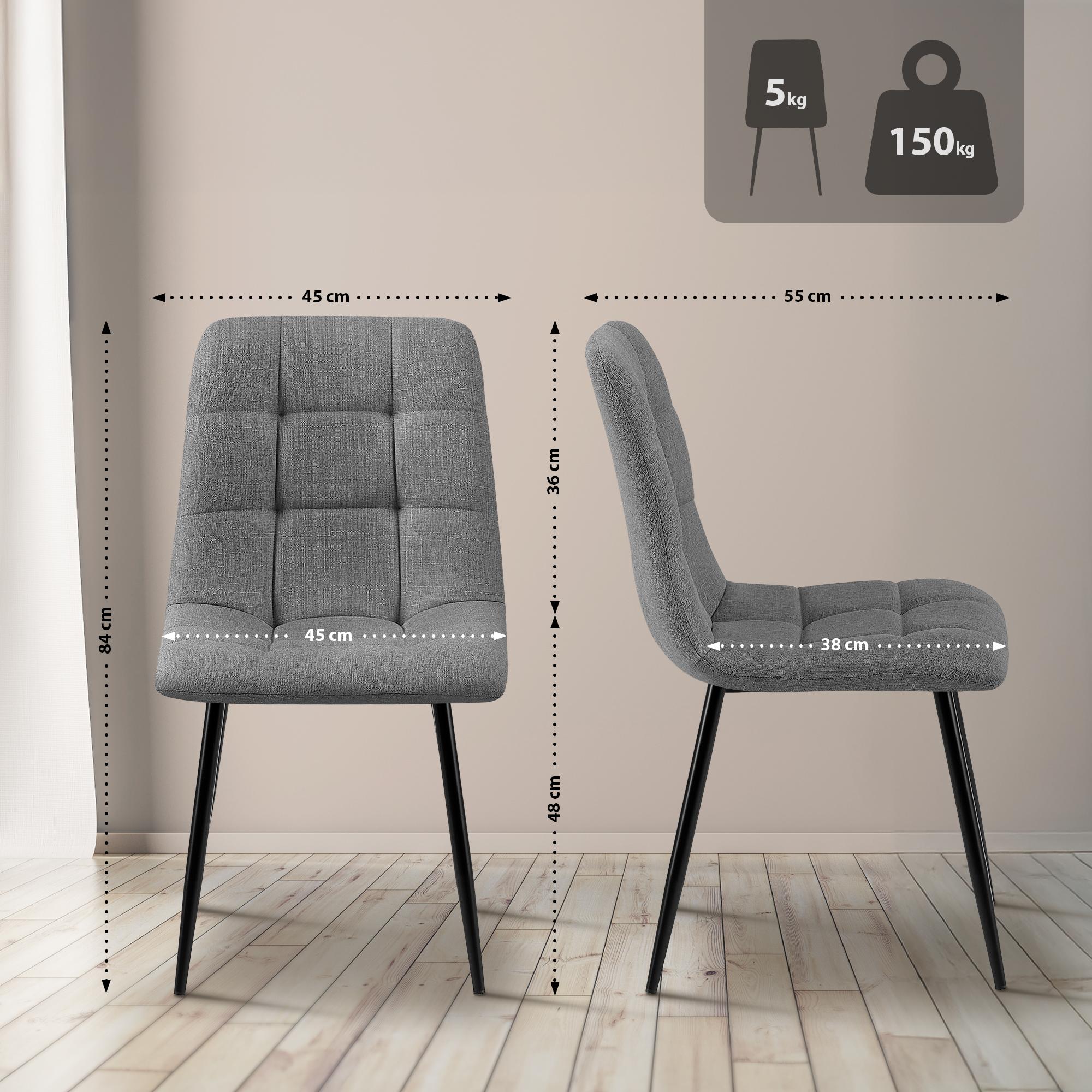 2er Set Esszimmerstuhl Tilde Stoff - grau by Dropshipping-Europe – Esszimmerstühle