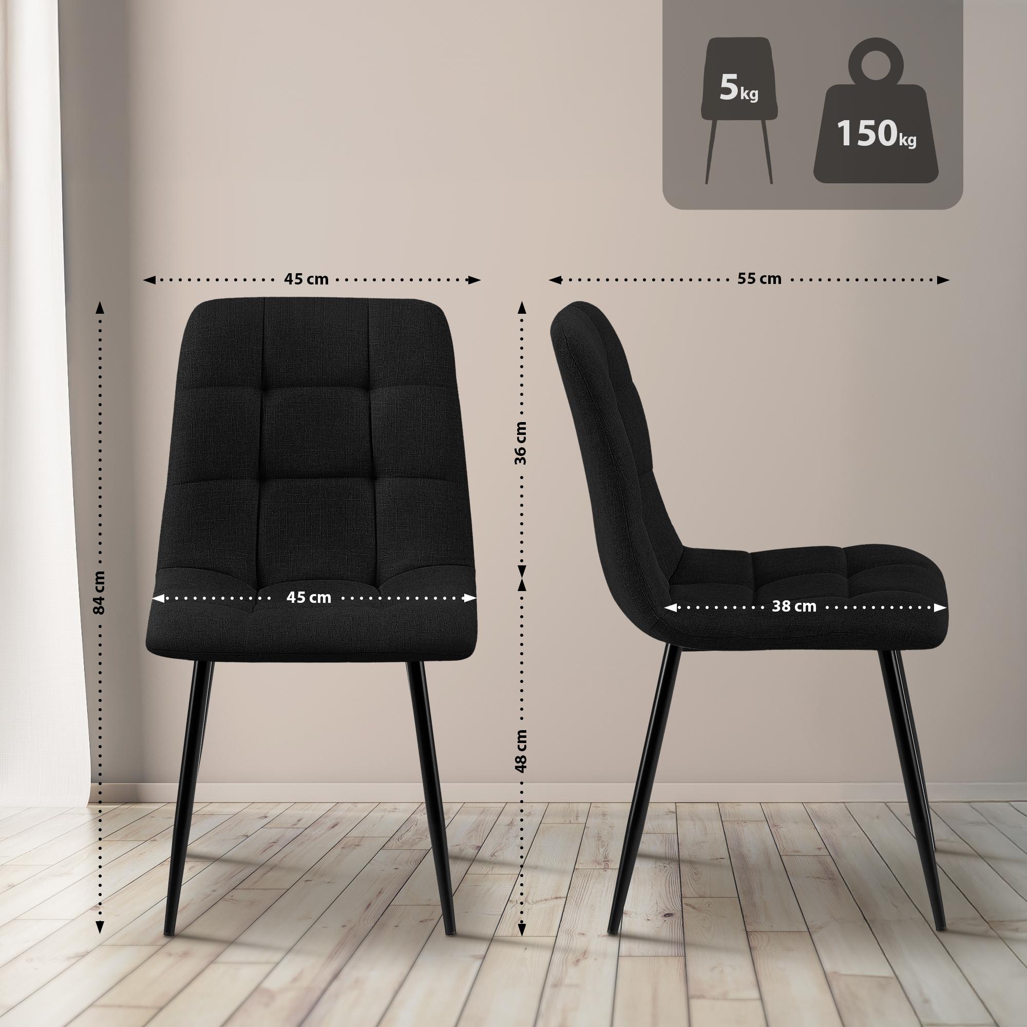 2er Set Esszimmerstuhl Tilde Stoff - schwarz by Dropshipping-Europe – Esszimmerstühle