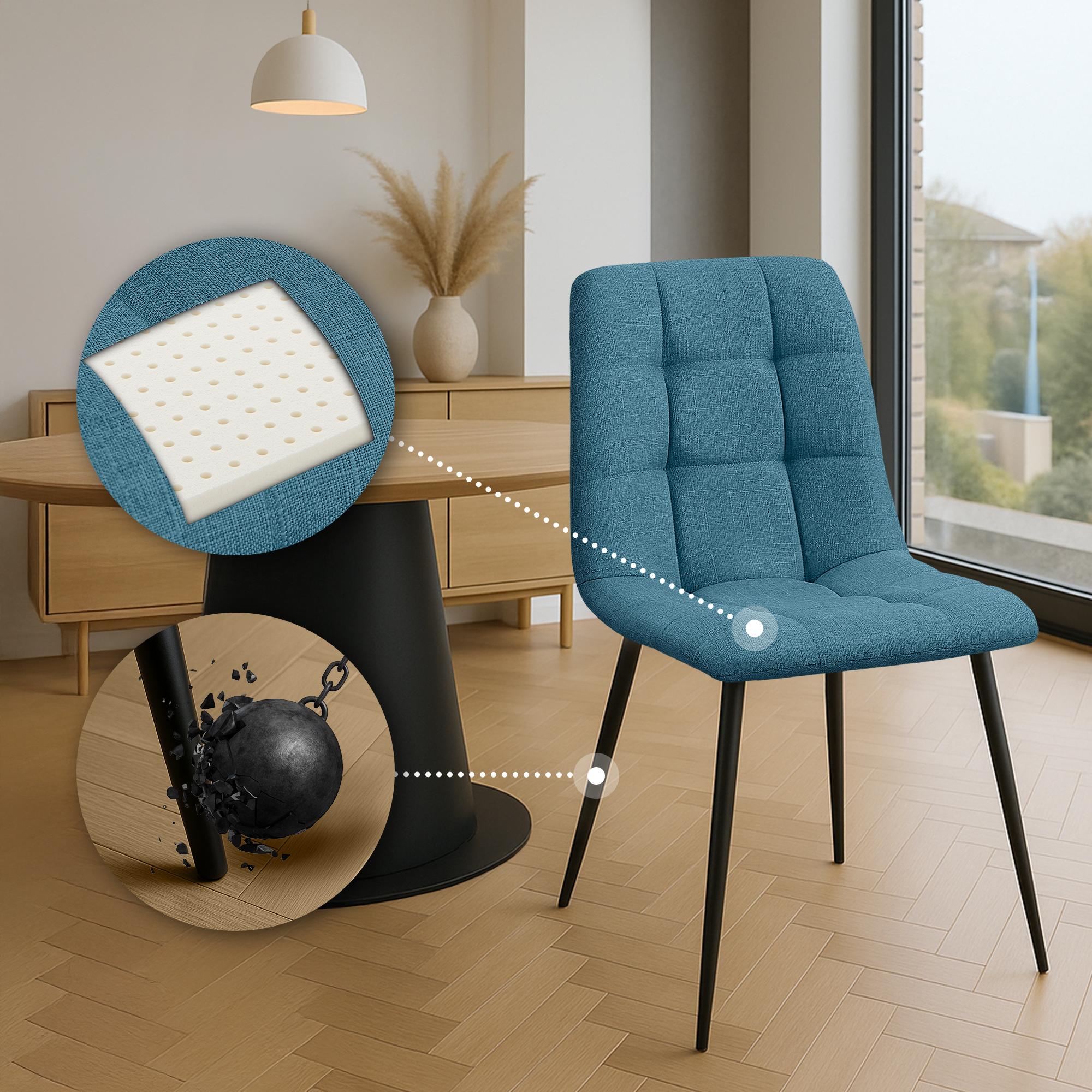 2er Set Esszimmerstuhl Tilde Stoff - blau by Dropshipping-Europe – Esszimmerstühle