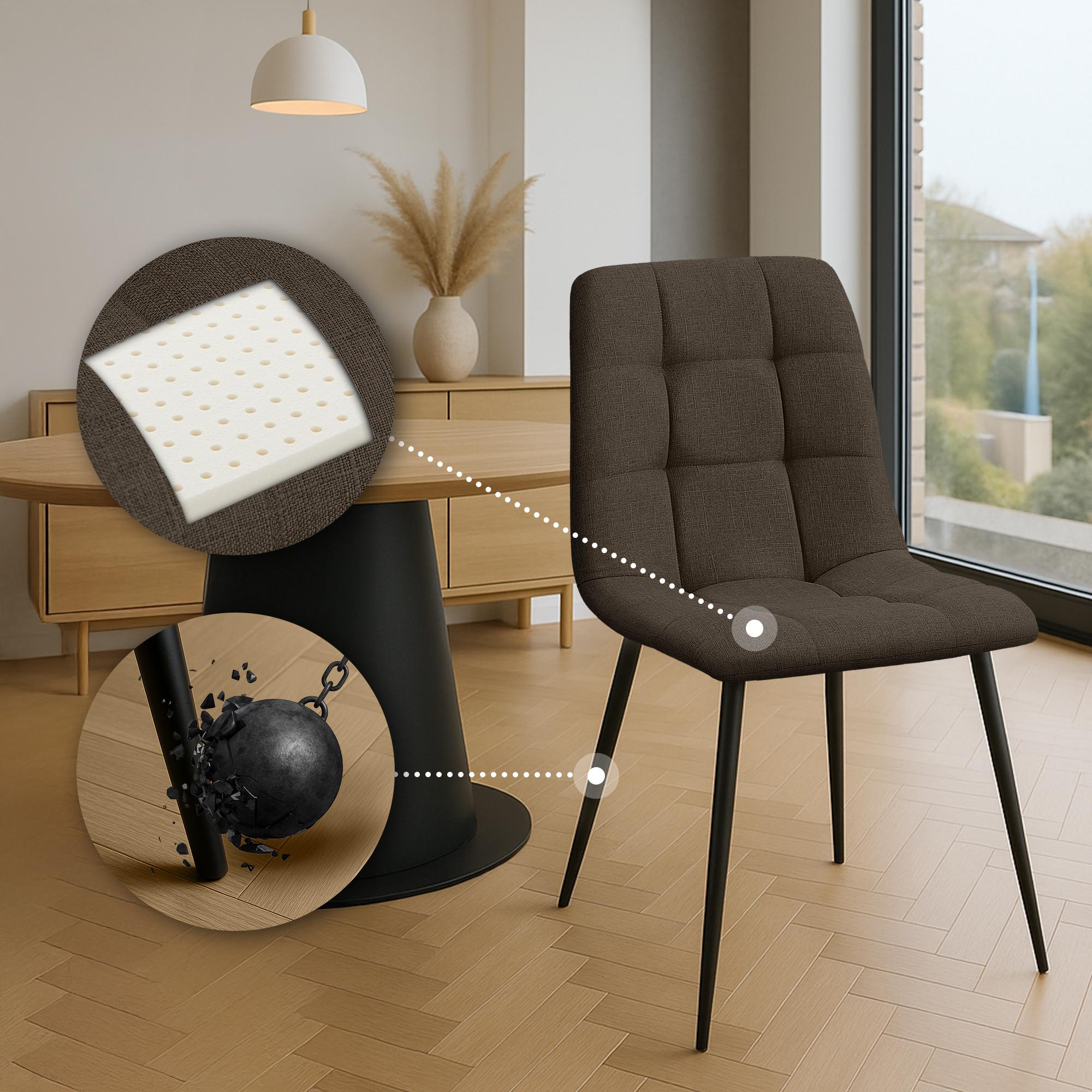 2er Set Esszimmerstuhl Tilde Stoff - braun by Dropshipping-Europe – Esszimmerstühle