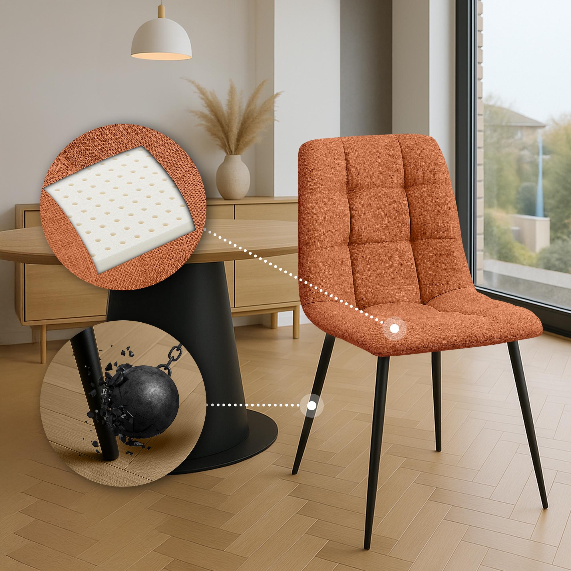 2er Set Esszimmerstuhl Tilde Stoff - orange by Dropshipping-Europe – Esszimmerstühle