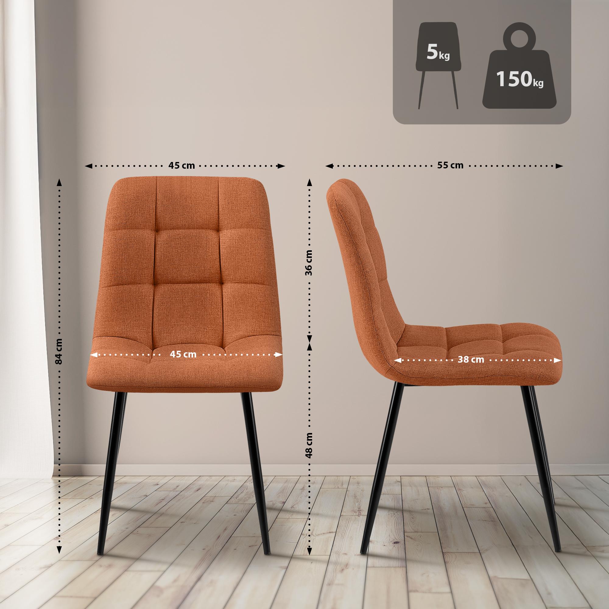 2er Set Esszimmerstuhl Tilde Stoff - orange by Dropshipping-Europe – Esszimmerstühle