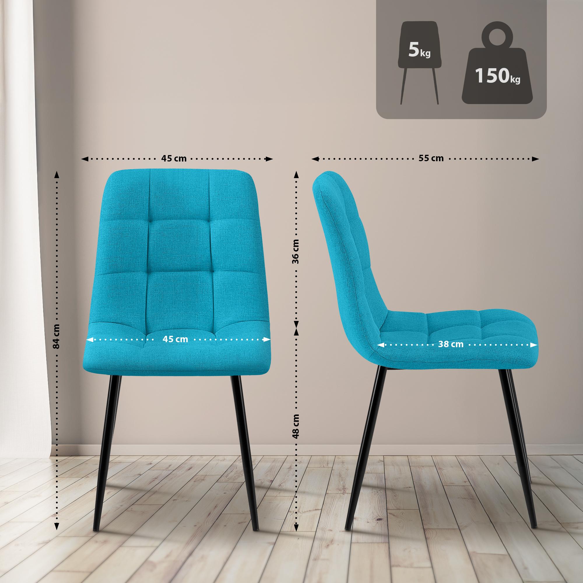 2er Set Esszimmerstuhl Tilde Stoff - türkis by Dropshipping-Europe – Esszimmerstühle