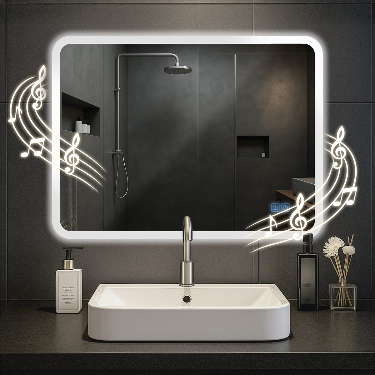 Badspiegel Jericho 60x80 mit Bluetooth - klarglas