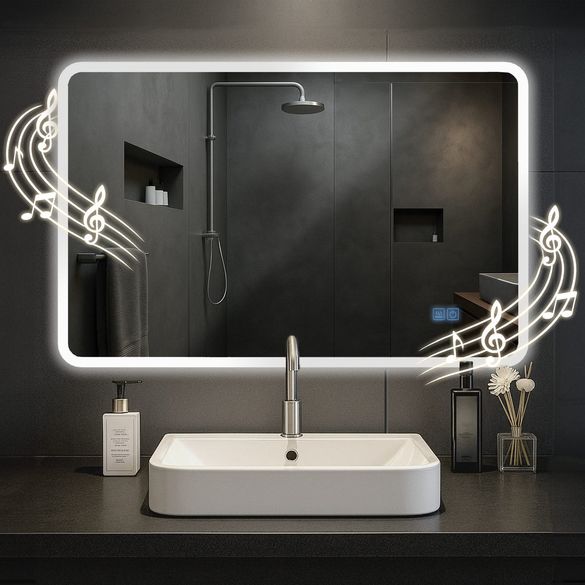 Badspiegel Jericho 70x100 mit Bluetooth - klarglas
