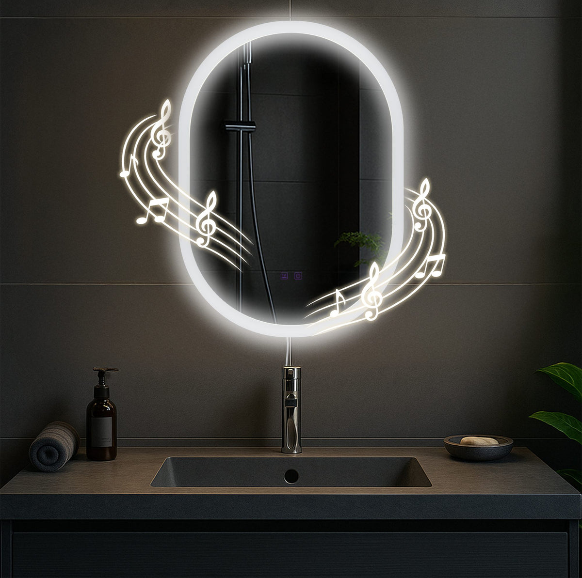 Badspiegel Karishma 70x50 mit Bluetooth - klarglas