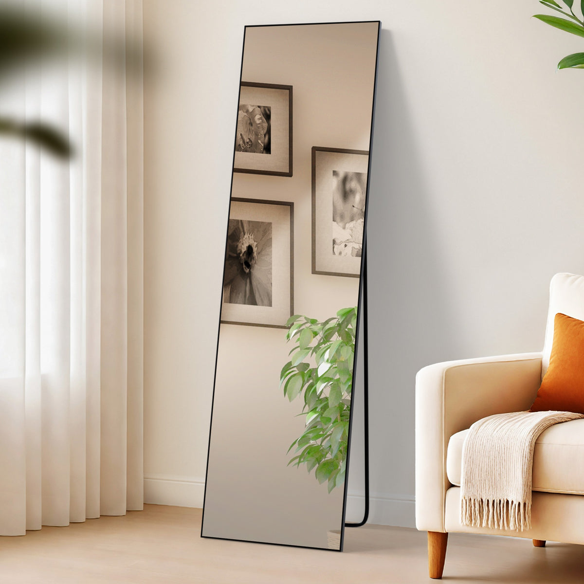 Spiegel Benicia 140x40 cm - schwarz-matt