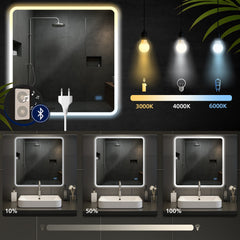 Badspiegel Jericho 80x80 mit Bluetooth - klarglas
