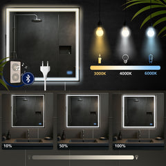 Badspiegel Jaffrey 80x80 mit Bluetooth - klarglas