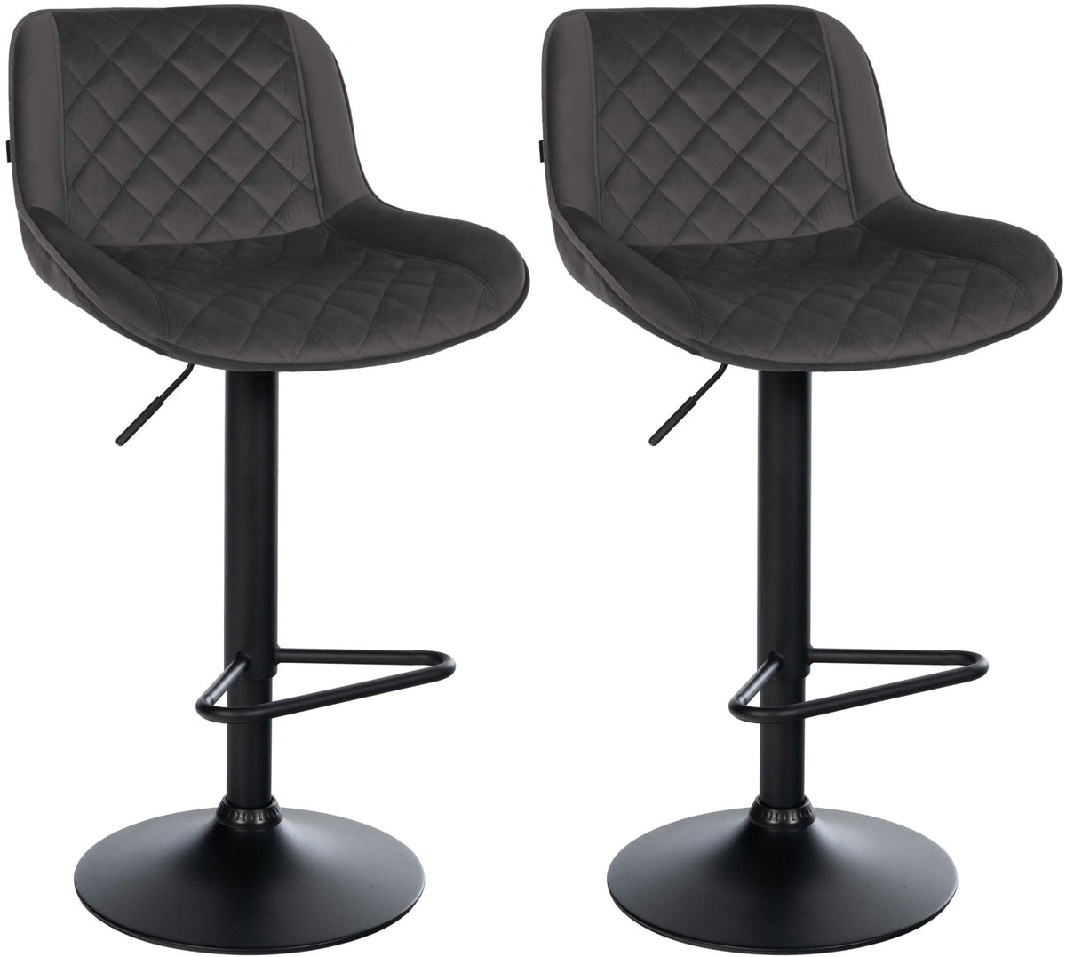 2er Set Barhocker Kasson Samt - schwarz