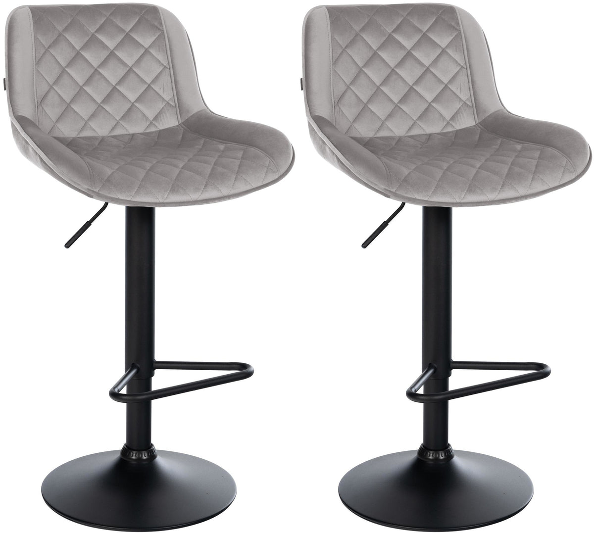 2er Set Barhocker Kasson Samt - grau