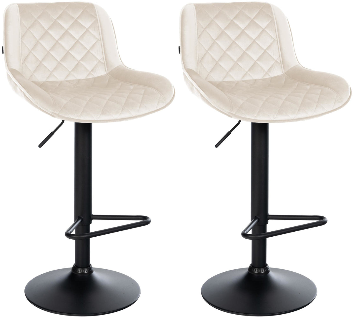 2er Set Barhocker Kasson Samt - creme