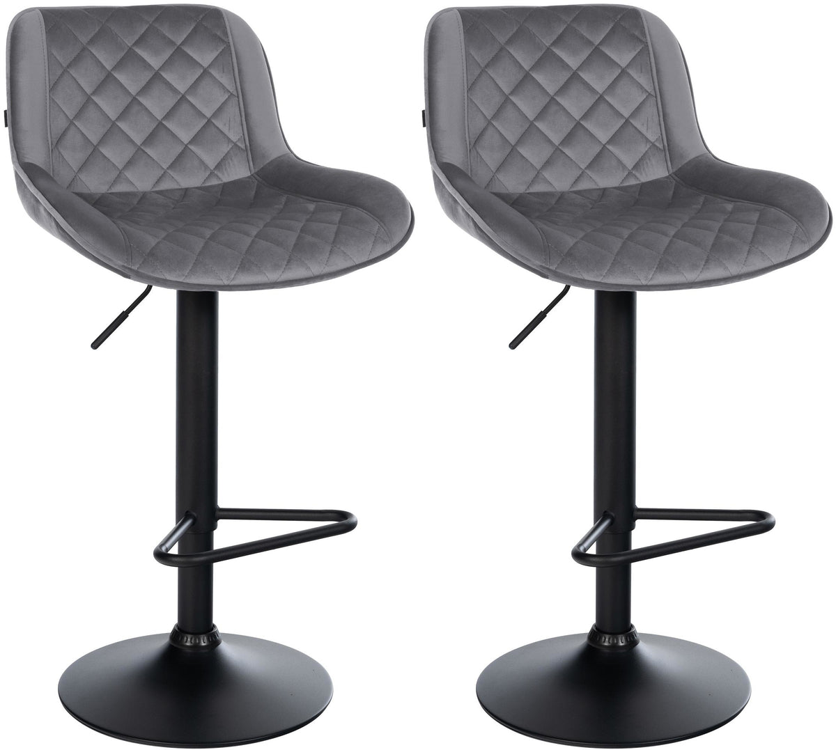 2er Set Barhocker Kasson Samt - dunkelgrau