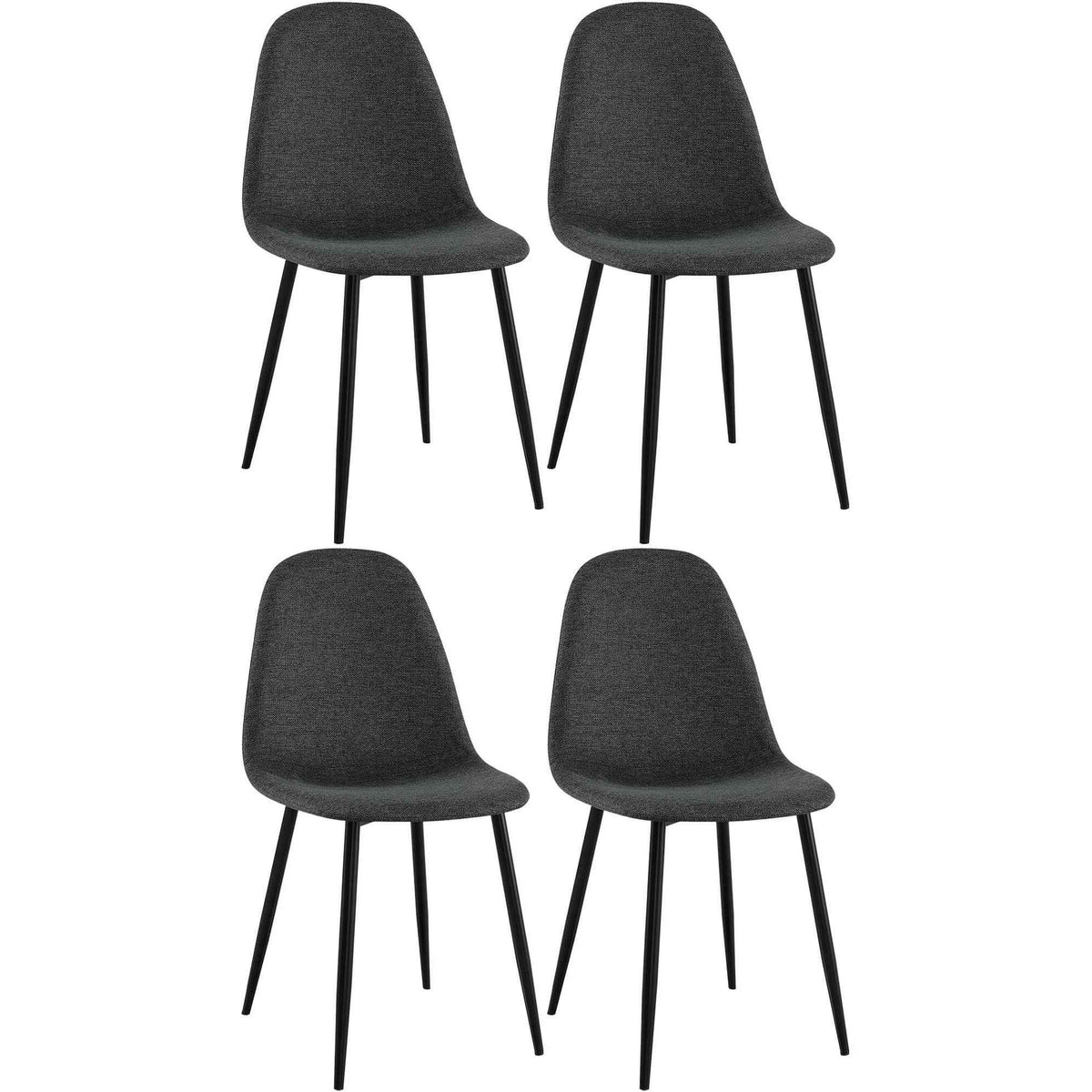 4er Set Esszimmerstühle Napier Stoff - schwarz