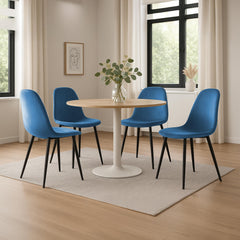 4er Set Esszimmerstühle Napier Samt - blau