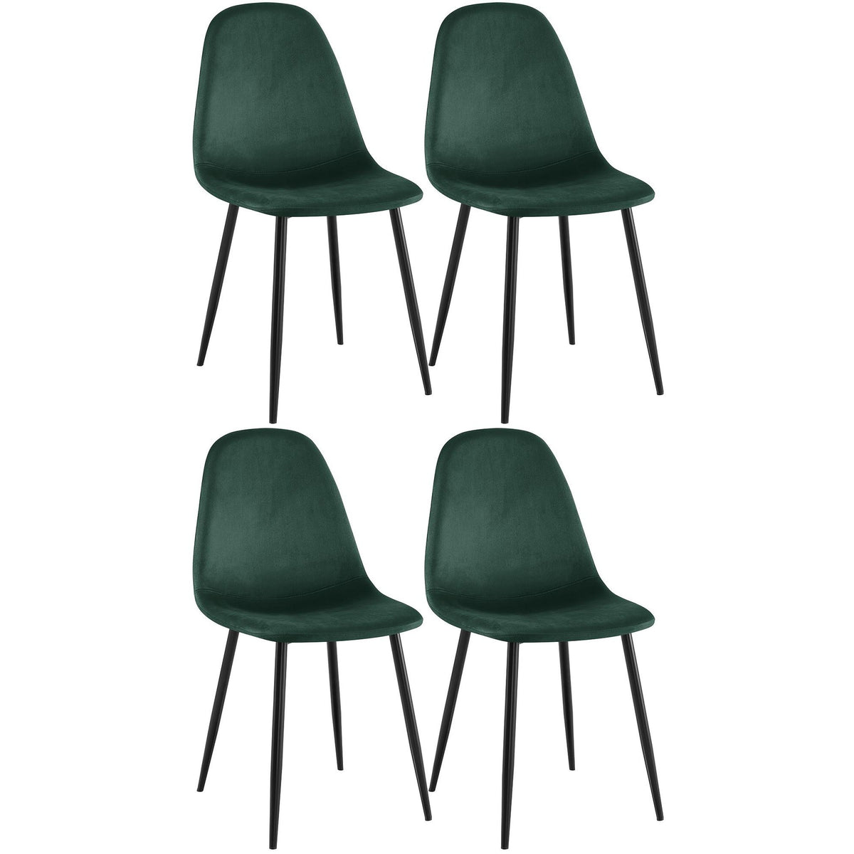 4er Set Esszimmerstühle Napier Samt - grün