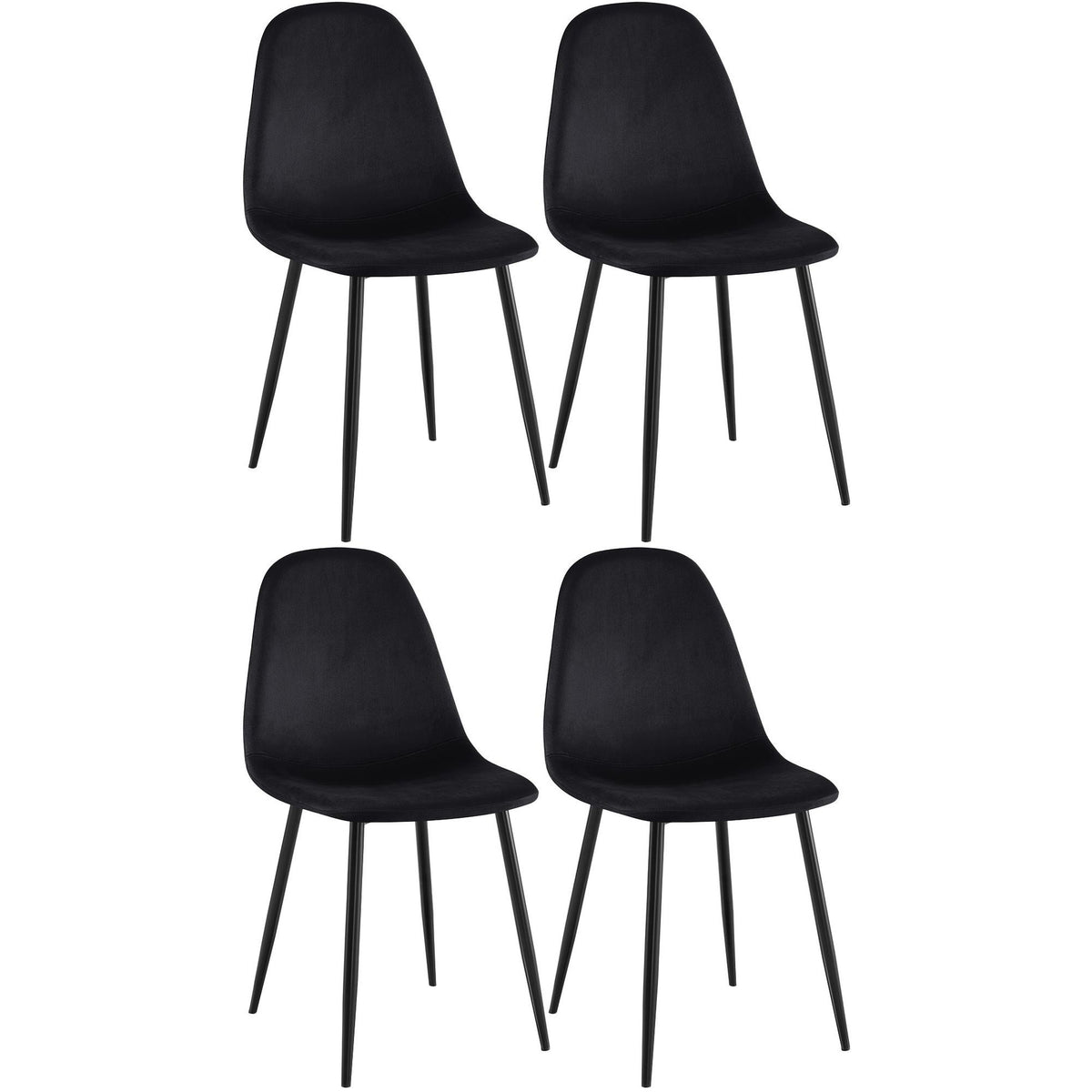 4er Set Esszimmerstühle Napier Samt - schwarz