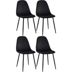 4er Set Esszimmerstühle Napier Samt - schwarz