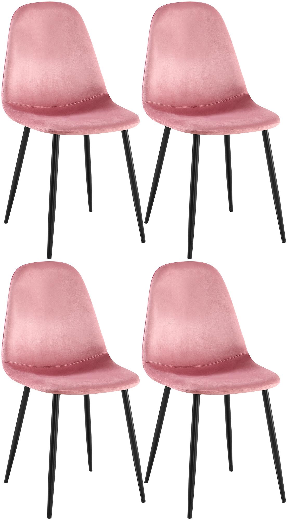 4er Set Esszimmerstühle Napier Samt - pink