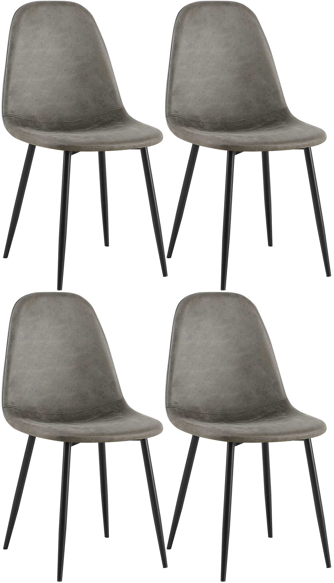 4er Set Esszimmerstühle Napier Kunstleder - dunkelgrau