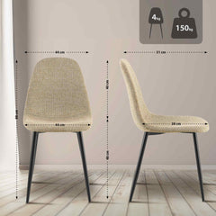 4er Set Esszimmerstühle Napier Stoff - taupe