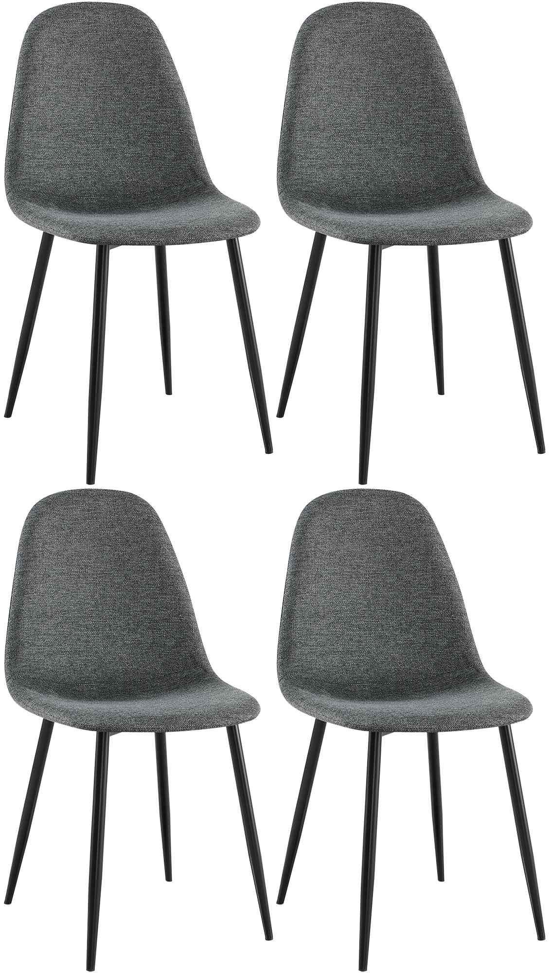 4er Set Esszimmerstühle Napier Stoff - grau