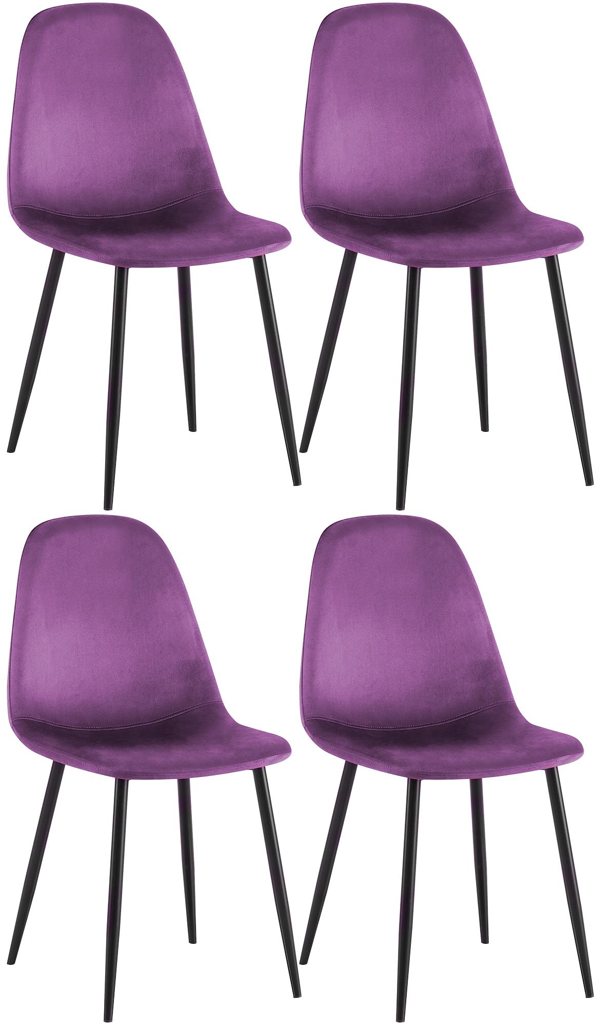 4er Set Esszimmerstühle Napier Samt - lila