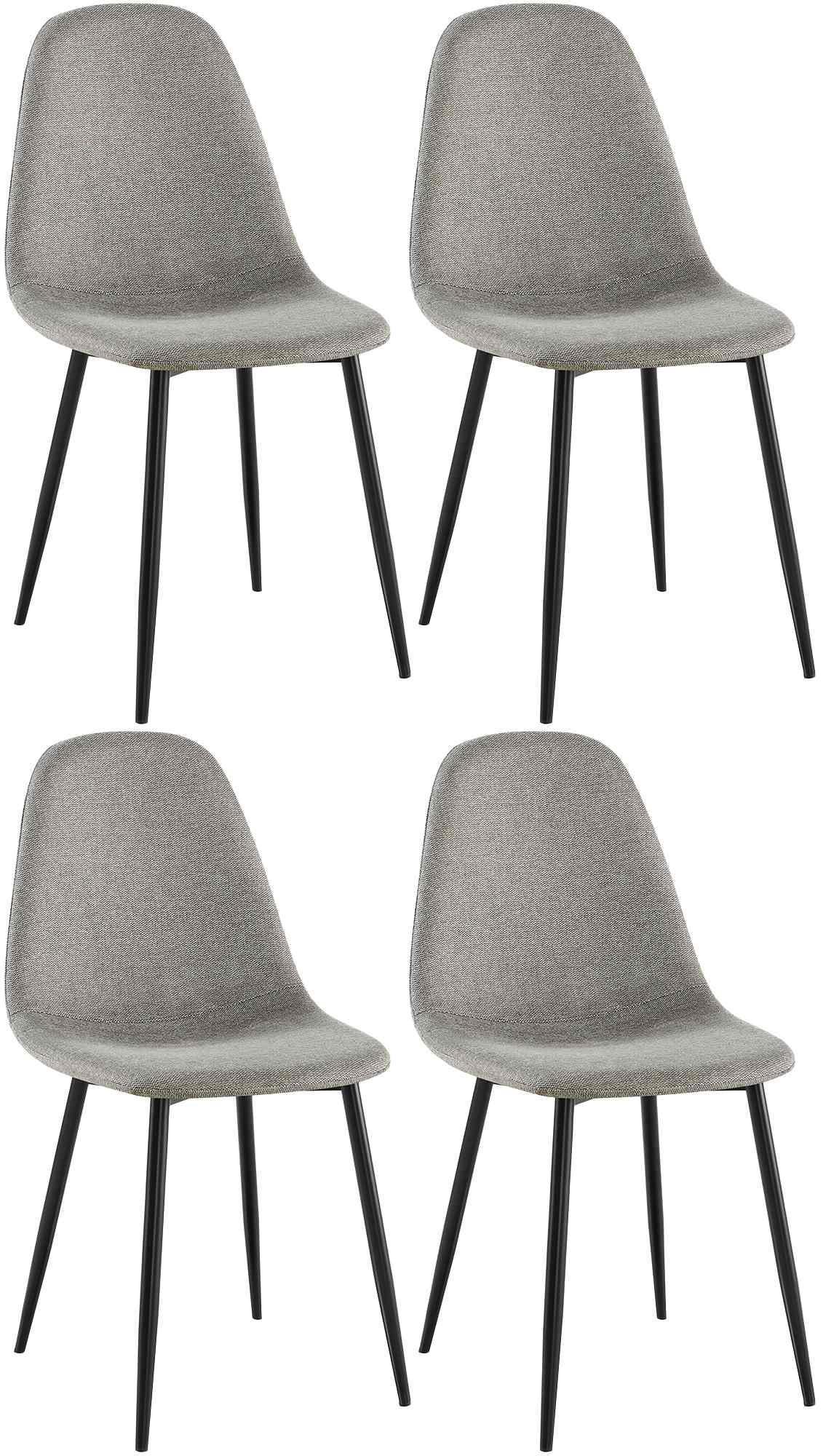 4er Set Esszimmerstühle Napier Stoff - hellgrau