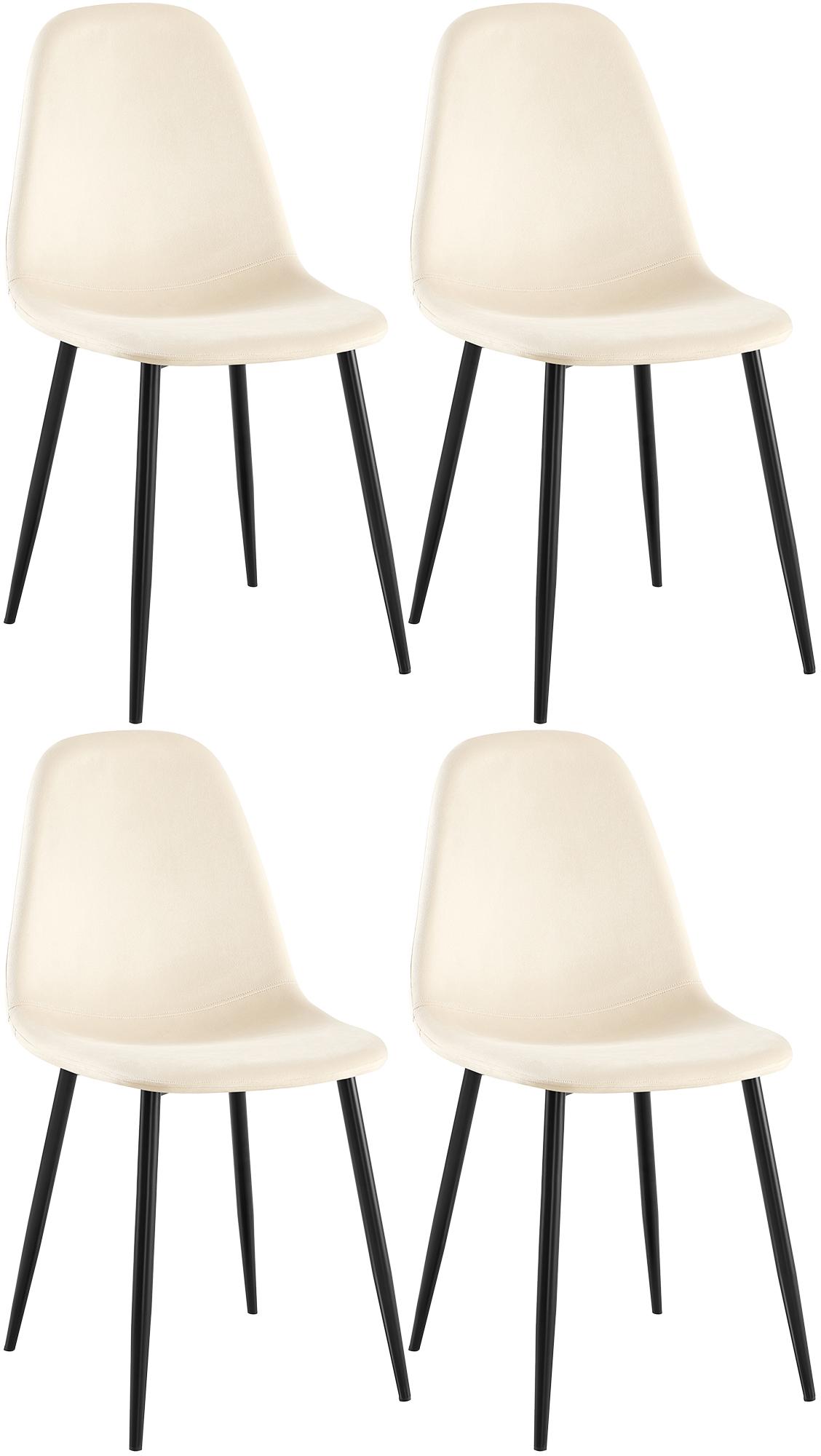 4er Set Esszimmerstühle Napier Samt - creme